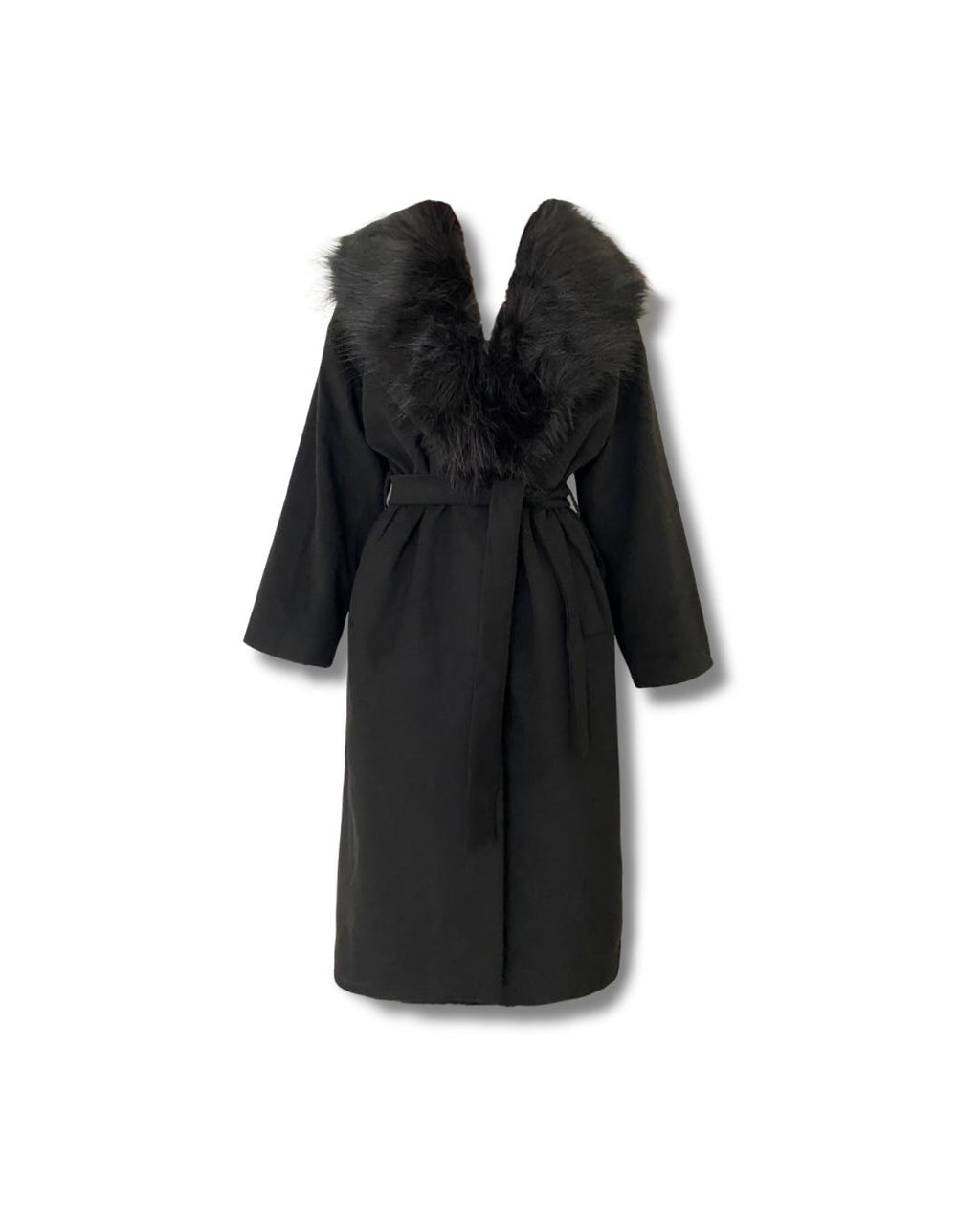 Perla Kürklü Kaban | Çıkarılabilir Kürklü Şal Yaka | Kuşaklı Uzun Kadın Kaban | Kışlık Şık Dış Giyim